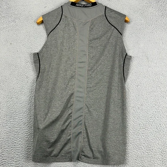 Nike Pro Dri-Fit Tank Top Shirt Men Medium Gray Fitted Sleeveless Stretch Swoosh